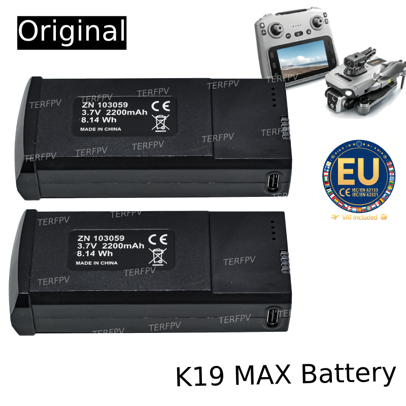 Eachine Drone E58 - K19 Max GPSドローン4Kプロフェッショナルカメラドローン用純正ドローンバッテリー 3.7V 2200MAH 13-20分飛行時間
